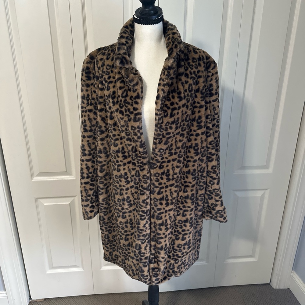 Faux animal print coat
